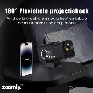 Zoomly Pro MAX Full HD 1080p Mini Beamer Zwart