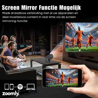 Zoomly Pro MAX Full HD 1080p Mini Beamer Zwart