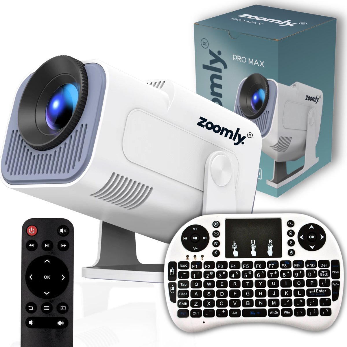 Zoomly Pro MAX Mini Beamer Full HD 1080p Wit