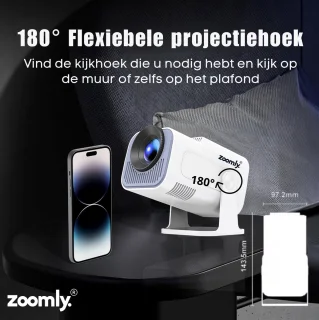 Zoomly Pro MAX Mini Beamer Full HD 1080p Wit
