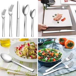 Candala - Bestekset, roestvrij staal, 60-delige bestekset voor 12 personen, met mes, vork, lepel, elegant eetbestek, tafelbestek, set voor famili