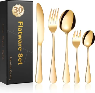 Gouden Bestekset 30-delig voor 6 Personen - Vaatwasmachinebestendig