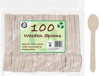 DID Wegwerp lepels - hout - 100x - eenmalig gebruik - biologisch afbreekbaar