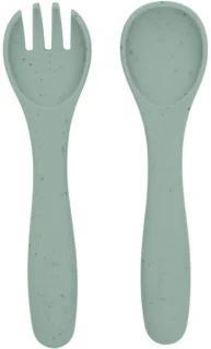 Kikkaboo Vork En Lepel - Platina Siliconen - Groen