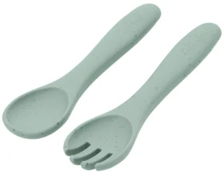 Kikkaboo Vork En Lepel - Platina Siliconen - Groen