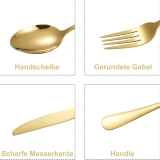 TTLUOKER®Premium 24-Delige Bestekset in Matgoud - Luxe Geschenkbox met RVS Bestek | Inclusief 6 Dinerlepels, Dessertvorken & Theelepels | Vaatwasserbestendig & Krasvrij