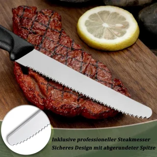 72-delige zilveren bestekset voor 12 personen incl. steakmessen en lepels - vaatwasmachinebestendig - thuis catering voedselveilig - 60P+12P