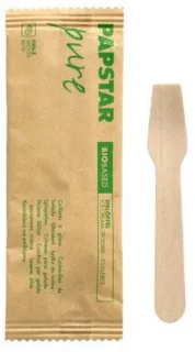50 Ijslepels, hout pure 9,4 cm per stuk verpakt in papieren sleeve