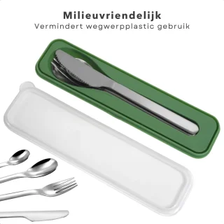 RVS Bestekset voor Onderweg - Herbruikbaar Bestek - Mes, Vork en Lepel - Compact en Duurzaam - Inclusief Meeneemdoosje - Inclusief EBOOK