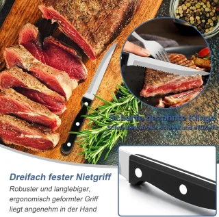 48-delige bestekset - serviesset - Roestvrijstalen bestek - Inclusief steakmessen/vorken en lepels - Voor 7 personen - Geschikt voor thuis/feestjes/restaurants - Vaatwasmachinebestendig
