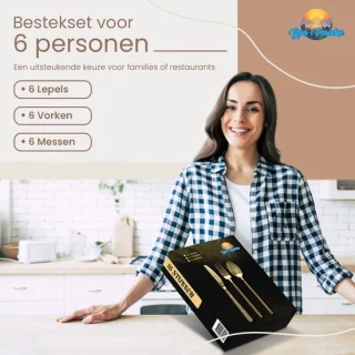 Luxe Bestekset voor 18 Personen in Gouden Kleur - Set van 6 - Met Geschenkdoos - Ideaal Cadeau voor Elke Gelegenheid