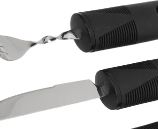 Aangepaste RVS-bestekset - Gepersonaliseerde eetset - Gewogen bestek voor handtrillingen - Parkinson's patiënten - Ingebouwde bestek voor volwassenen
