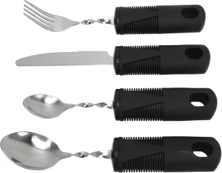 Aangepaste RVS-bestekset - Gepersonaliseerde eetset - Gewogen bestek voor handtrillingen - Parkinson's patiënten - Ingebouwde bestek voor volwassenen