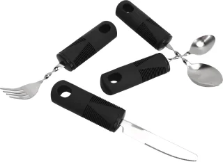 Aangepaste RVS-bestekset - Gepersonaliseerde eetset - Gewogen bestek voor handtrillingen - Parkinson's patiënten - Ingebouwde bestek voor volwassenen