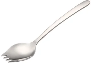 Roestvrijstalen vork-lepel verpakking van 3 stuks, 21 cm, herbruikbare metalen vork-lepel, ijslepel, saladevork, bestekset, fruitvoorgerecht, dessertvork