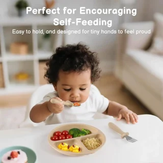 Peuter Bestek Set - Veilig & Comfortabel Siliconen Handvat - Van Duurzaam 18/8 RVS - Eenvoudig Schoon te Maken - Ideaal voor Zelfstandig Leren Eten - 6-Delige Set
