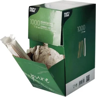 1000 Roerstaafjes, Hout pure 11 cm x 5 mm per stuk verpakt