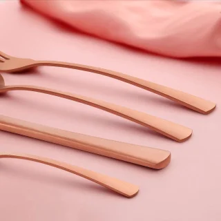Bestekset voor 6 personen, 24-delig, roestvrijstalen bestekset Rose goud mat bestekset met mesvorklepel, hoogwaardig roestvrijstalen bestek, vaatwasmachinebestendig