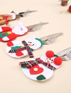 Kerst Bestekhouder Kerst Kerstdecoratie Tafel Bestek Zakjes Kerstdiner Kerstman – 1 Stuk