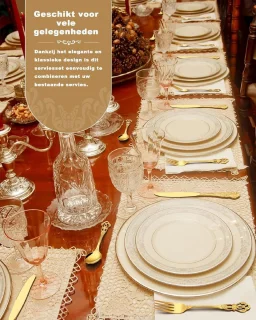 Retro Goud Flatwre Set voor 6 personen, Prachtig 24-delig roestvrijstalen servies, Service voor 6 personen, Bestekset Vork Lepel Mes, Antieke Barokke Bestekset-Vaatwasmachinebestendig,