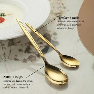 Besteksets - Bestekset 12 Persoons - 60-Delig Bestekken - Titanium Verguld - Roestvrij Staal Bestek Set - Perfect Geschikt voor Bruiloft - Partijen - Verjaardag - Restauroom - Vaatwasmachinebestendig Bestekken - Goud