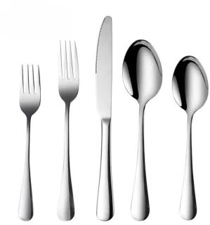 5-delig Bestekset - Bestek - Mes - Vork - Lepel - Voor Diner, Keuken & Outdoor Gebruik - Stijlvol & Draagbaar - Roestvrij Staal met Steakmessen