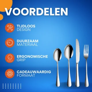 5-delig Bestekset - Bestek - Mes - Vork - Lepel - Voor Diner, Keuken & Outdoor Gebruik - Stijlvol & Draagbaar - Roestvrij Staal met Steakmessen