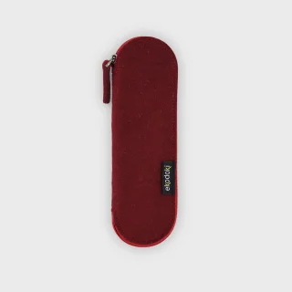 eKodoKi Kitto Wooli - Persoonlijk rvs reisbestek set 10st - Rosé goud - Wolvilt etui rood - Duurzaam