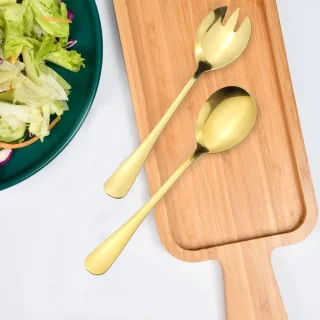 2 Pieces Salad Cutlery - Serving Cutlery Set - Stainless Steel Salad Cutlery voor Restaurants - Hotel - Party - Buffet (Gold)