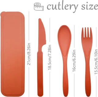 Bestekset - Reisbestek - Draagbaar plastic bestek - Campingbestekset - Herbruikbaar - Geschikt voor kamperen en school - 4-pack
