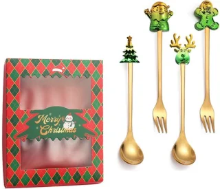 Bestek Cadeauset - 4-delig - Kerst - luxe - servies - feestelijk - diner - cadeau