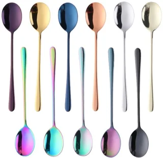 11-delige roestvrijstalen thee-/koffie-/dessertlepelset, 20 cm (11 kleuren)