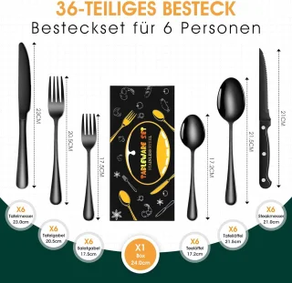 Candala - bestekset zwart 6 personen