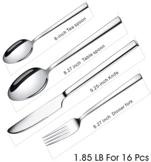 Ibenzoa® Uitgebreide Roestvrij Stalen Bestekset – 24 Delen, Zilverkleurig, Voor 6 Personen