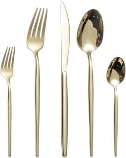 PolkaHome ® Elegante 30-Delige Bestekset voor 6 Personen in Champagnegoud met Roestvrij Staal