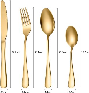 Wat vinden we goed aan de TTLUOKER®Premium 24-Delige Bestekset in Goud - Luxe RVS 18/0 Bestek voor 6 Personen | Inclusief Dinerlepel, Dessertvork & Theelepel | Vaatwasserbestendig & Krasbestendig