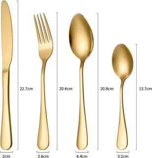 TTLUOKER®Premium 24-Delige Bestekset in Goud - Luxe RVS 18/0 Bestek voor 6 Personen | Inclusief Dinerlepel, Dessertvork & Theelepel | Vaatwasserbestendig & Krasbestendig