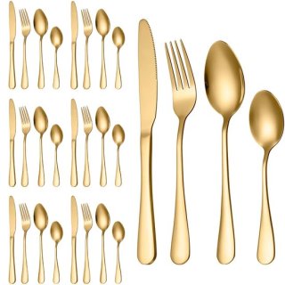 TTLUOKER®Premium 24-Delige Bestekset in Goud - Luxe RVS 18/0 Bestek voor 6 Personen | Inclusief Dinerlepel, Dessertvork & Theelepel | Vaatwasserbestendig & Krasbestendig review