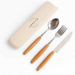 Afecto Bestekset To Go van RVS met houten handvat – 3-delig (lepel, vork, mes) – inclusief handige meeneemverpakking. Ideaal voor werk, vakantie en onderweg. review