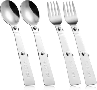 4pcs Vouwbare Lepel en Vork Set - Rvs Vouwbare Bestek voor Buiten Reizen - Vervangbaar en Compatibel met Thermos Funtainer 16oz Voedselpot