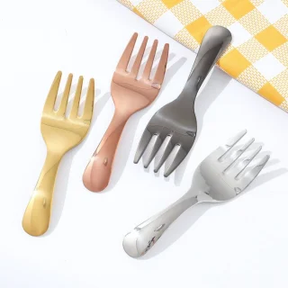 QTTVBTNA 4-delige herbruikbare bestekset - korte steel lepels en vorken - roestvrij staal - dessert, yoghurt, pasta, salade - geschikt voor kinderen en volwassenen - Zwart