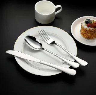 Mes-, lepel- en vorkset - roestvrij staal - spiegelgepolijst - vaatwasmachinebestendig - tafelmes - tafellepel - tafelvork - dessertlepel - dessertvork - 5-delige set
