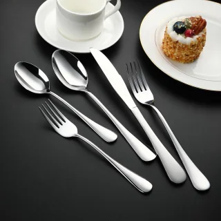 Mes-, lepel- en vorkset - roestvrij staal - spiegelgepolijst - vaatwasmachinebestendig - tafelmes - tafellepel - tafelvork - dessertlepel - dessertvork - 5-delige set