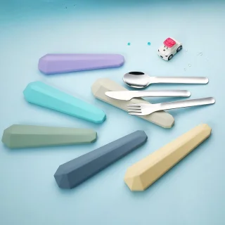 3-in-1 reisbestek met etui - Herbruikbaar kampeerbestek - Draagbare vork-, lepel- en messenset - Gemaakt van roestvrij staal - Geschikt voor lunches, picknicks, school en op het werk (Polar Night Blue - 16x3,4cm)