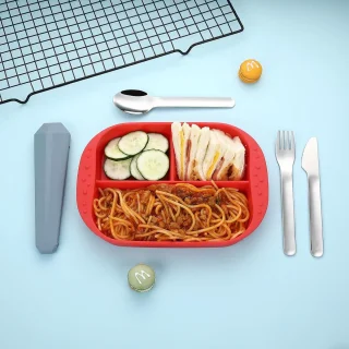 3-in-1 reisbestek met etui - Herbruikbaar kampeerbestek - Draagbare vork-, lepel- en messenset - Gemaakt van roestvrij staal - Geschikt voor lunches, picknicks, school en op het werk (Polar Night Blue - 16x3,4cm)