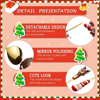 Lepels - Lepels - Kerstcadeau - Roestvrij staal - Kerstlepels - Perfect voor het kerstdiner - Perfect voor dagelijks gebruik of als kerstcadeau - Bestekset van 4 stuks - Goud
