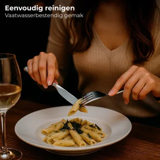 Lomera Roestvrijstalen Bestekset - 40-Delig - 6 Persoons - Diner Vork - Diner Lepel - Diner Mes - Theelepel - Dessertlepel - Cakevork - Sauslepel - Serveerlepels - Complete Bestekset - Goede Kwaliteit - Zilverkleurig - Luxe Bestekset
