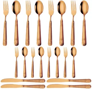 20-delig Bestekset - Bestek - Messen, Vorken, Lepels, Theevorken en Theelepels - Voor Diner en Feestelijke Gelegenheden - Roestvrij Staal - Goudkleurig