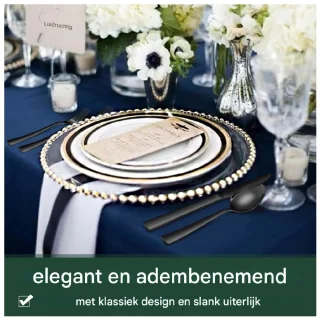 EXCITAT Bestekset van roestvrij staal - 36-delig - Zwart - Bestekset geschikt voor 6 personen - Elegante eetset - Inclusief steakmes, mes, vork en lepel - Geschikt voor gebruik thuis/op feestjes/in restaurants - Vaatwasserbestendig