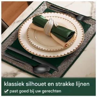EXCITAT Bestekset van roestvrij staal - 36-delig - Zwart - Bestekset geschikt voor 6 personen - Elegante eetset - Inclusief steakmes, mes, vork en lepel - Geschikt voor gebruik thuis/op feestjes/in restaurants - Vaatwasserbestendig